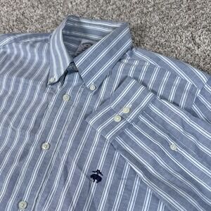 Brooks Brothers Shirt Mens Medium Blue Stripe Regent Non Iron 1818 Button Down